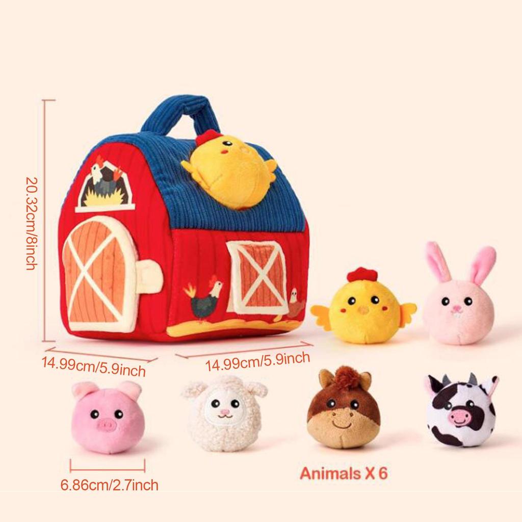 Plush Farm Animals,Baby Toys for Toddlers,Gifts Big Barn Toy Cuddly Sensory Educational