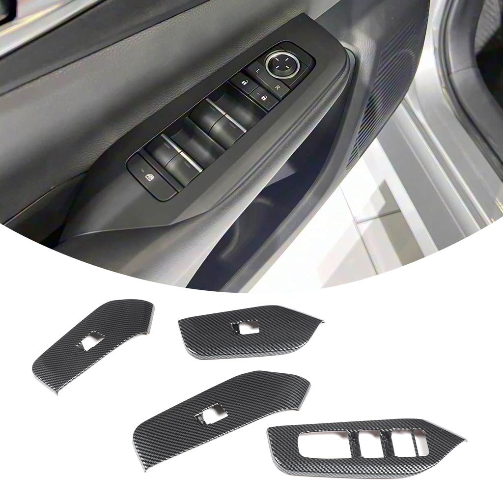 ABS Carbon fiber pattern kit Car central control gear panel, glass lifting frame cover Suitable for Toyota Prius 60 Series +