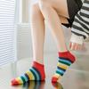 5 Pairs Rainbow Socks Womens Striped Street Sports Socks Ins Fashion Spring Net Red Same Versatile Boat Socks