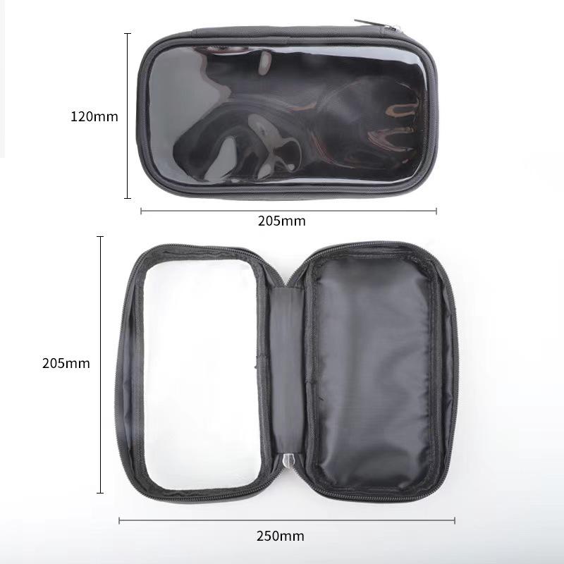 Black Waterproof Double Zipper Makeup Brush Storage Bag - Portable Multifunctional Organizer