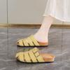 2025 Summer Thick Bottom Soft Sole Retro Style Pure Color Women's Slippers Comfortable Casual Large Size Slip-On Shoes
