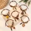 Adjustable Hand Woven Bracelets Women Ceramics Natural Plant Acorn Hand Strap Vintage Forest Series Beaded Rope Chain