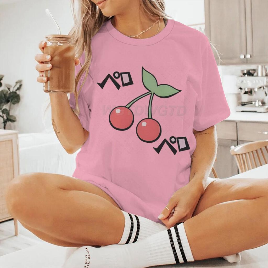 Y2k Harajuku Cherry Fashion Summer Tops Cartoon Cherry Design T-Shirt for Women Cherry Cartoon Aesthetic Vintage T-shirts