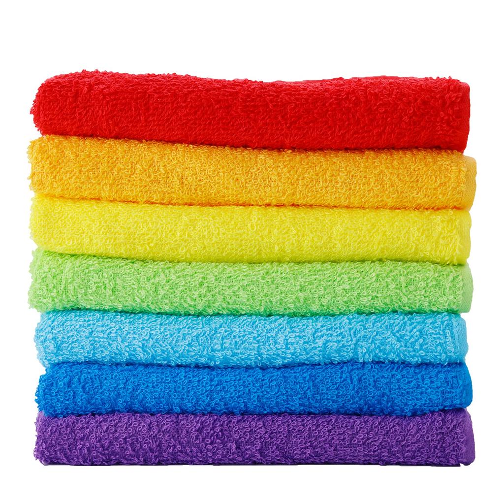 Mukotowel Light Face Towel Assortment Set, Thin, Quick-Drying, Made In Japan, Senshu Towel, 7-Piece Set, Rainbow Colors