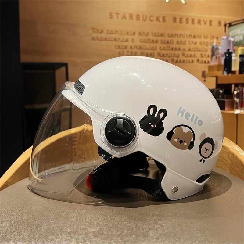 Electric Car Helmet Cartoon Simple Women's Motorcycle Helmet Sun Protection