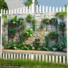 Bohemian Greenery Wall Tapestry, Potted Tropical Plants On Stone Wall Hanging for Backyard Decoration