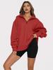 Women's Half-Zip Fleece-Lined Sweatshirt: European and American Autumn/Winter Casual Long Sleeve Top