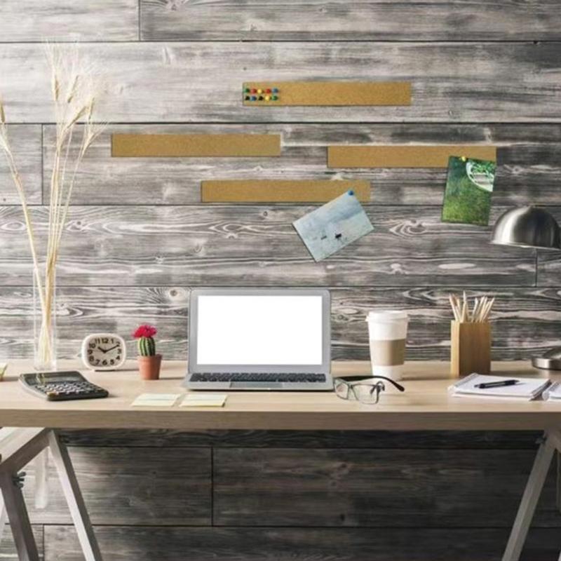 8Pcs Self Adhesive Corkboards for Wall, Long Cork Board Strips Frameless Cork Board Strips for Kitchen Office Display