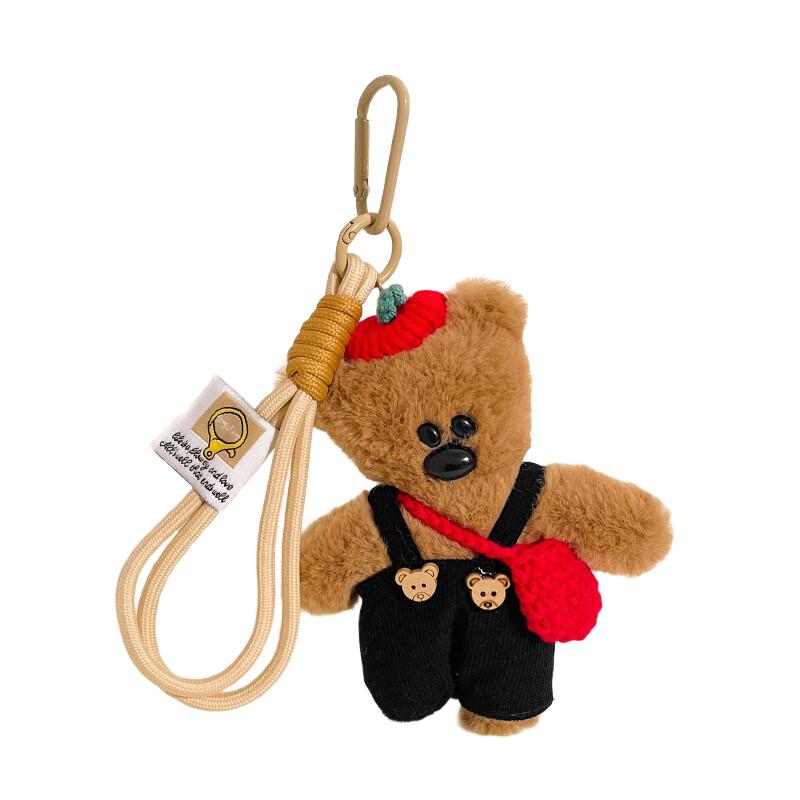 Brown Bear Plush keychain Luxury Bag Charm Cute Bear Keychain for Purse Handbags Bag Accessories Car Charms Teddy Bears Key Ring