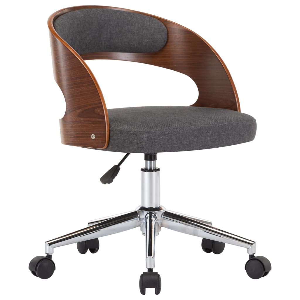 Swivel Dining Chair, Grey, Bentwood and Fabric