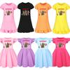 5085 Kids Girls Christmas New Year Mira Zoey Rumi Printed Ruffle Short Sleeves Casual Dress