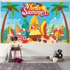 2D Summer Beach Backdrop, Hello Summer Surfboard Palm Tree Photo Booth Banner