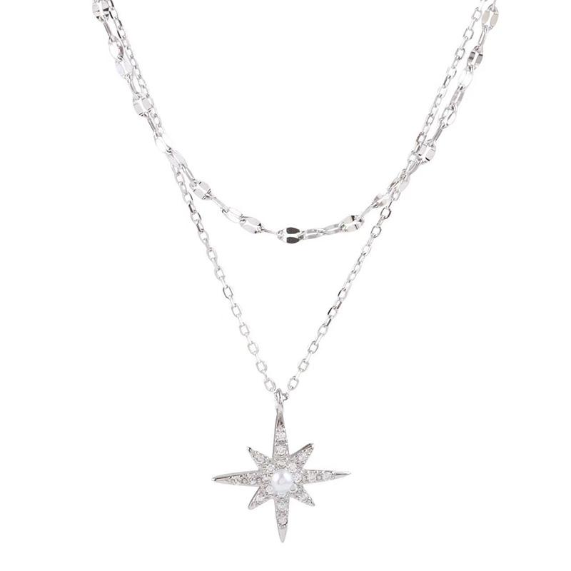New 925 Sterling Silver Necklace Moon Star Shape Woman Pendant Simple Style Charm Choker Birthday Gift Exquisite Jewelry