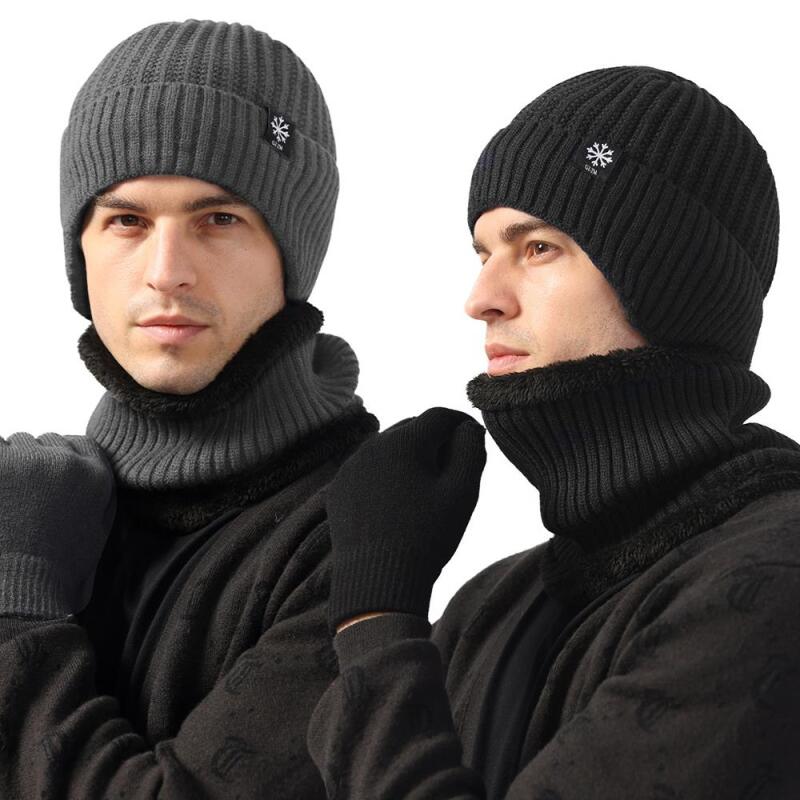 

Men s Winter Hiking Outdoor Cold Weather Hat Set CD6991_Black