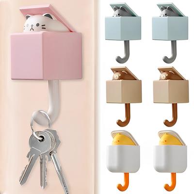 Selbstklebende süße Katze Wandhaken Schlafzimmer Tür Kleiderbügel Schlüssel Handtuch Regenschirm Mantel Halter Rack Tier Home Badezimmer Dekoration Haken