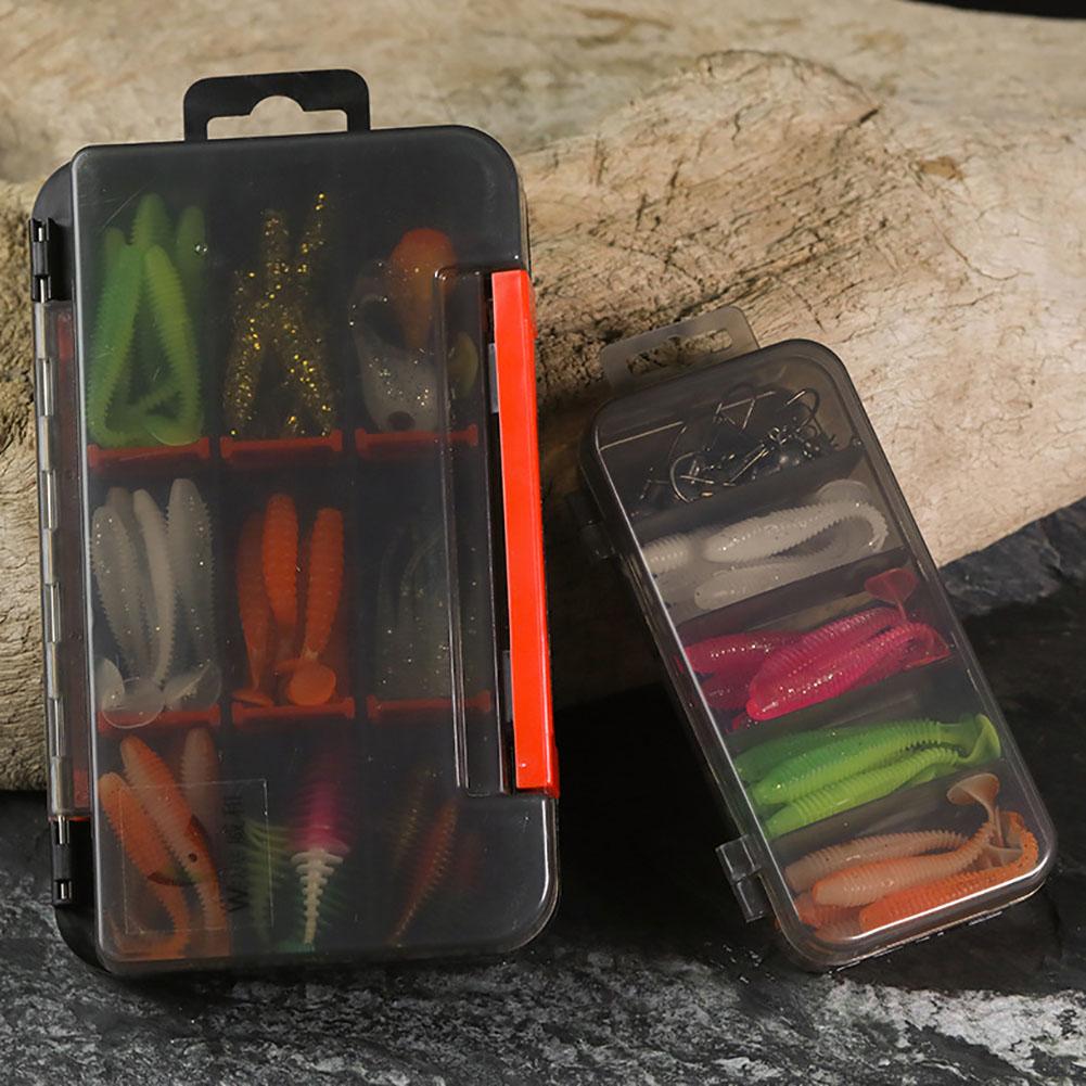 75/35pcs/Set Lure Boxed Soft Bait Perch Warbler Fish Worms Lure Threaded Curly Tail Maggot Bionic Bait Fake Baits Jig Head Hooks 260319
