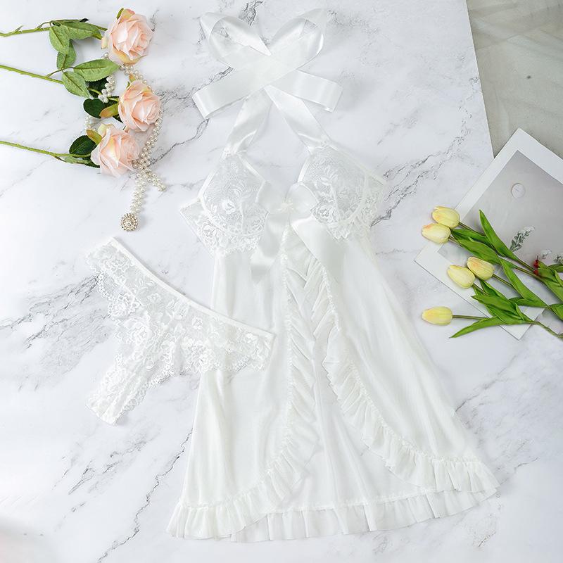 "Evropská a americká krajková mašle Babydoll noční košilka - Sexy pokušení Lingerie Set"