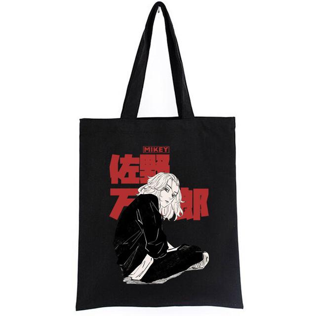 Tokyo Revengers Mikey Axelhandväska Bomull Anime Canvas Tote Shopper Bag Stor Koreansk Vintage Handväska Dam