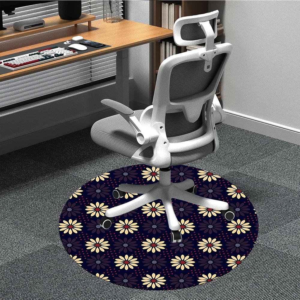 

1PC Floral Pattern Chair Carpet for Office, Indoor Non-Slip Washable Carpet, Soft Comfortable Mat For Office Room yy250930210 80cm by 80cm