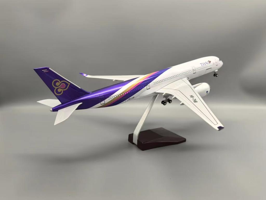 Decoration Home Scale 350 A350 47CM Airplane Model Thailand Model Plane Diecast Resin Wire Wheels Aircraft Working Lights