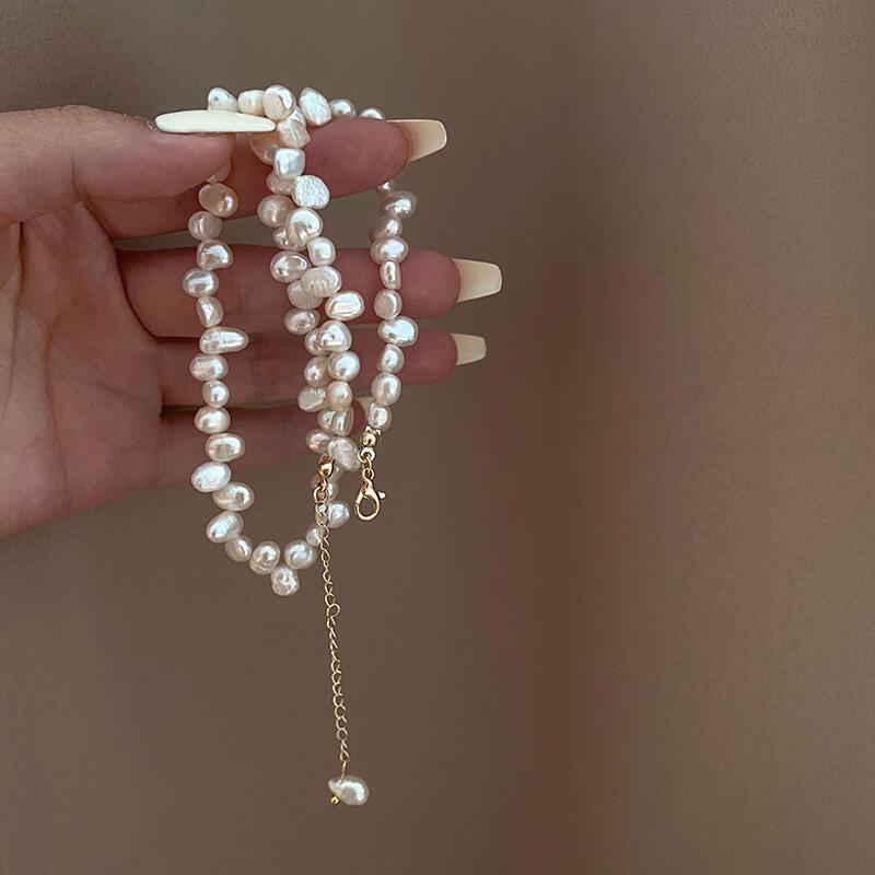 Baroque Pearl Necklace For Women Simple  Collarbone Chain White Choker Necklaces Wedding Jewelry