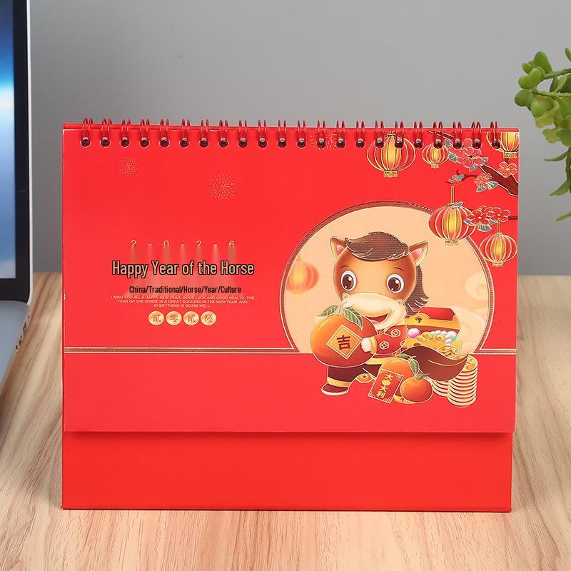 2026 Year of the Horse Chinese Style Custom Table Calendar with Hot Stamping, Office Memo Pad, and Logo Imprint