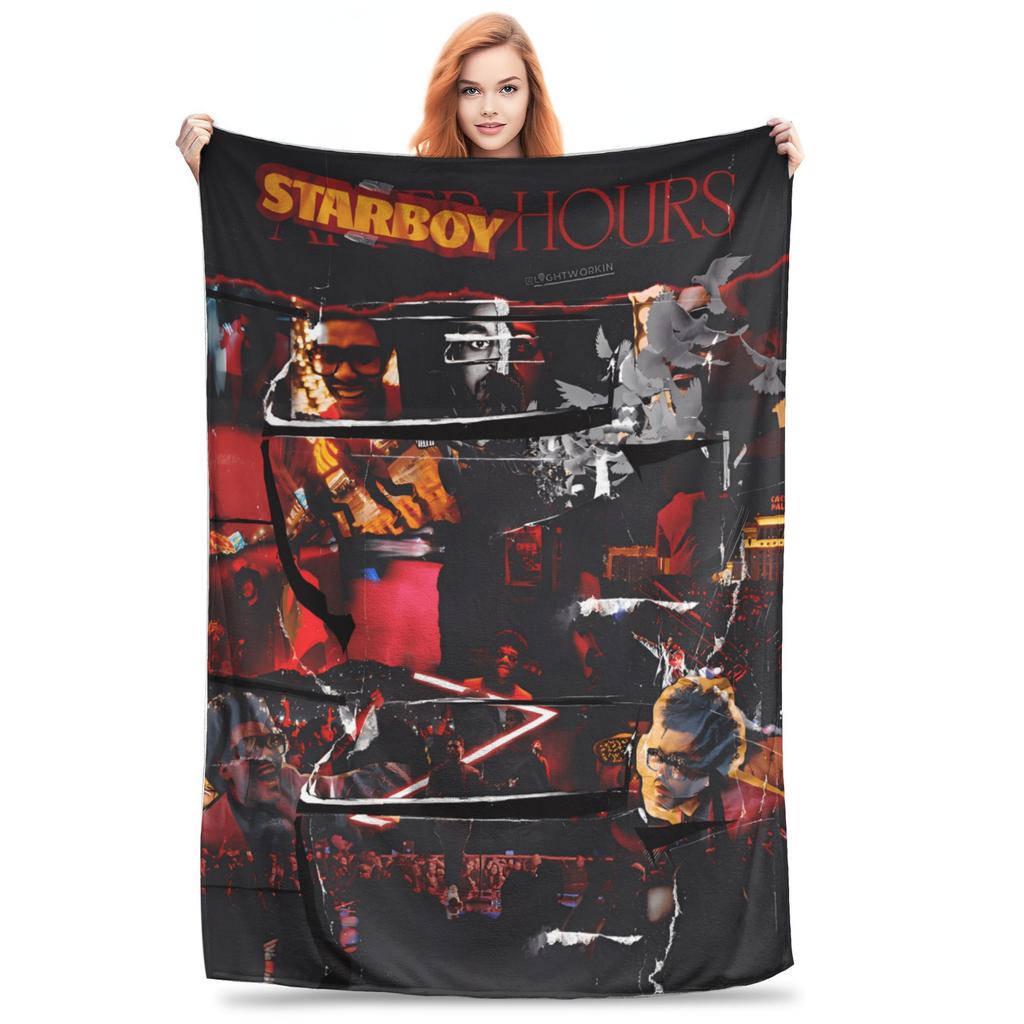 The Weeknds Rapper Singer Warm Blanket  Picnic Plush Bedding Throws Aesthetic Couch Chair Flannel Bedspread Sofa Bed Cover