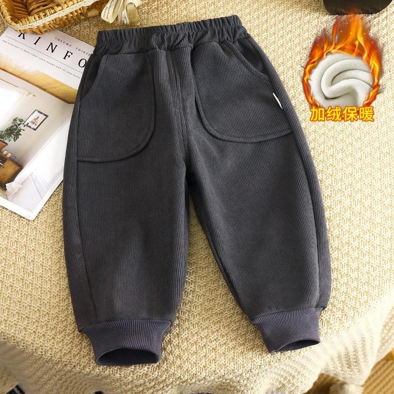 Children's Fleece-Lined Trousers New Winter Collection Boys' Thickened Baby Warm Trousers Girls' Long Trousers Sports Trousers Children's Trousers