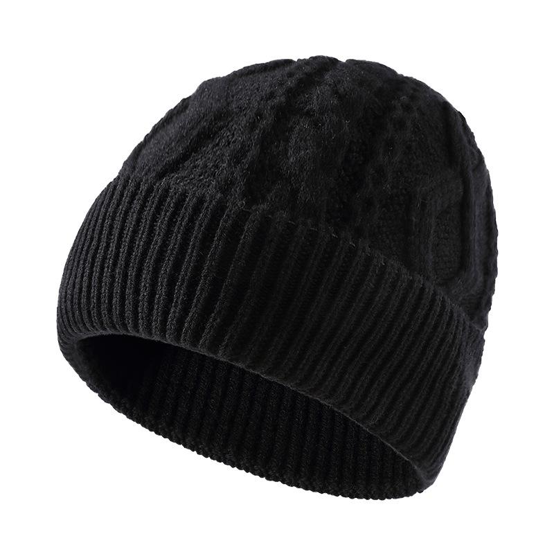 Knitted hat men's wool winter warm ear protection wool hat scarf set women's outdoor anti-cold