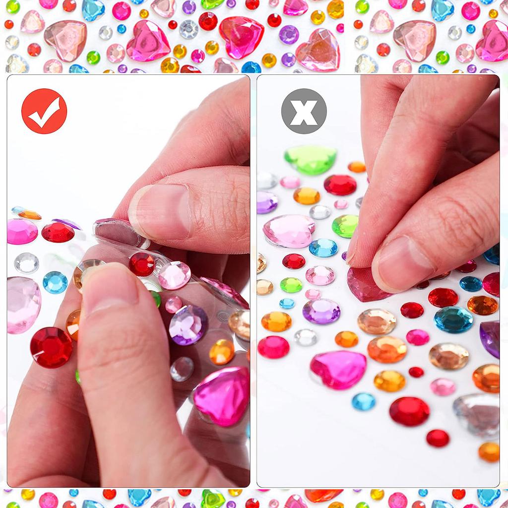 Gem Stickers Rhinestones Acrylic Gems Embellishment DIY Glitter Decorative Diamonds Small Stickers for Kids 1pc 9.3×15.8cm