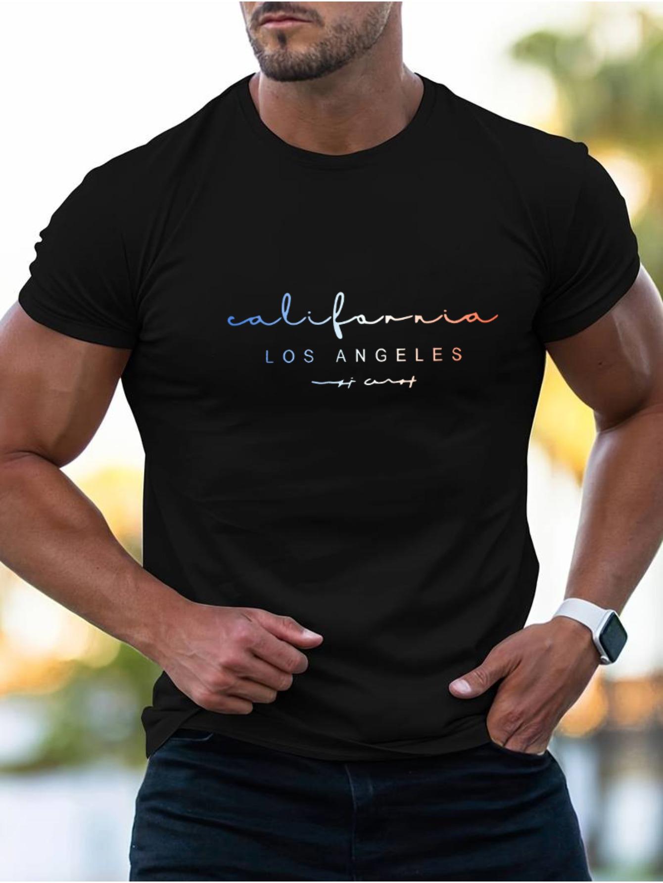 

Men s summer 100 cotton fashionable casual sports loose plus size Los Angeles letter printed round neck short sleeved T-shirt 5XL різнокольоровий