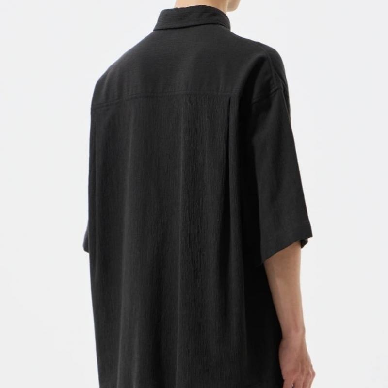 Customellow Oversized Pleats Half Shirt Cwsam25315bkx