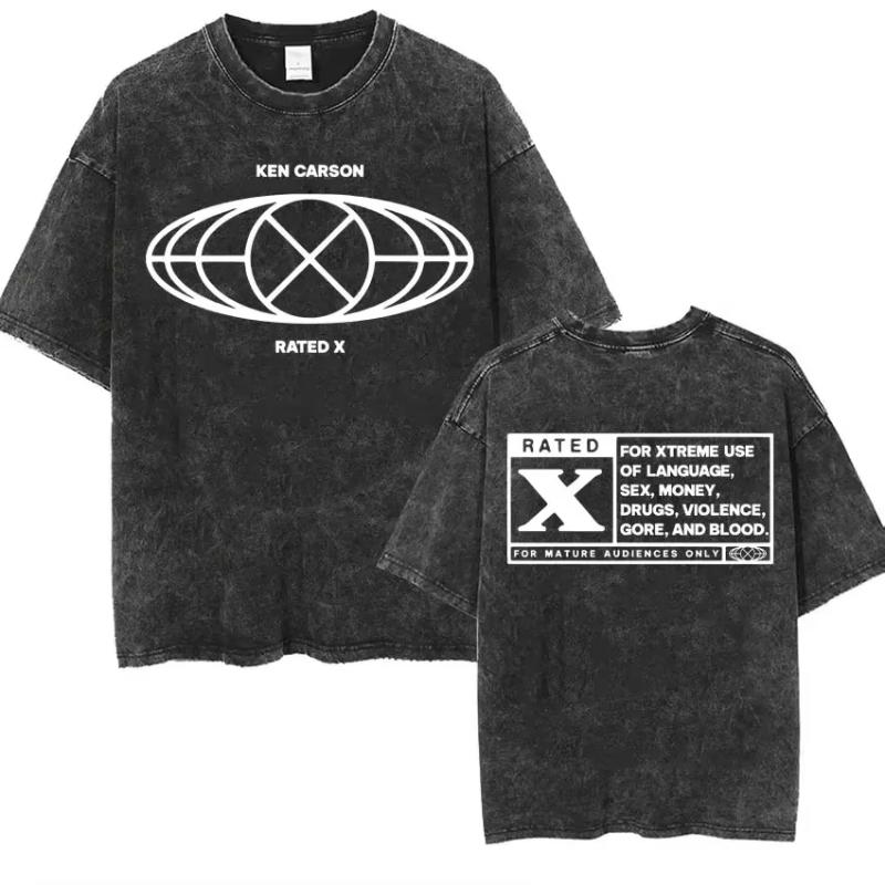 Retro Washed Playboi Carti I AM MUSIC Logo T Shirt Opium Ken Carson Narcissist Tour Antagonist Rap T-shirts Woman