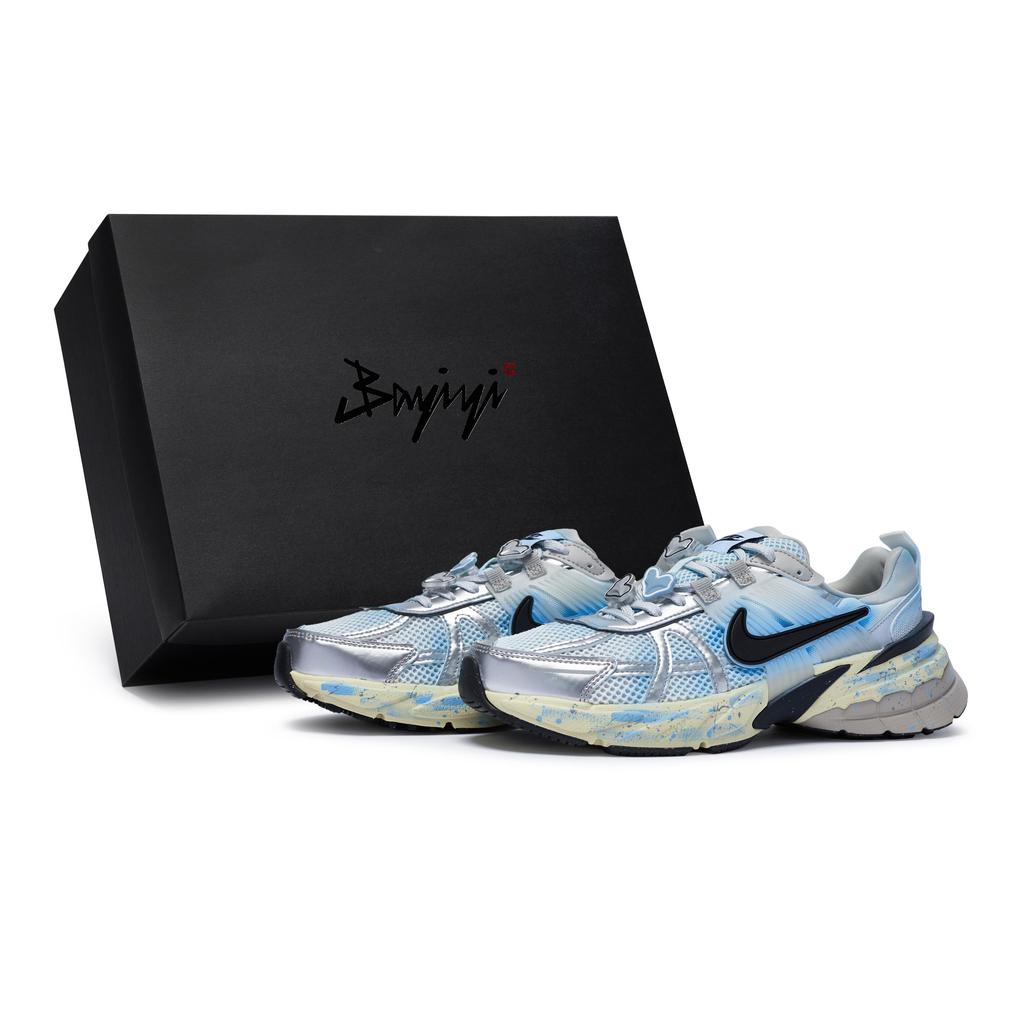 Nike V2K Run Low top Running Shoes Unisex Blue Silver FD0736-100(Team80-S-BOX)
