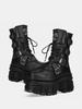 Fashion Punk Style Women Boots Lace-up Heel Height Platform Shoes Woman Gothic Ankle Rock Boots Metal Decor Man And Woman Sneakers 2025