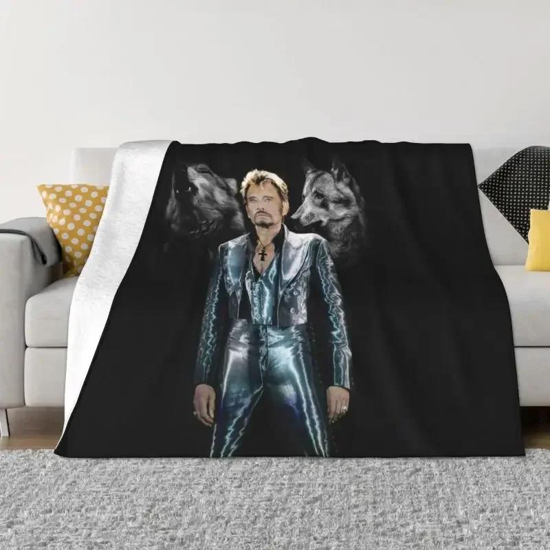 Johnny Hallyday Decken, warmer Flanell, französischer Sänger, Überwurf, Decke für Sofa, Büro, Tagesdecken