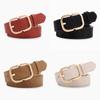 Vintage Gold Buckle Leather Belt For Women With Sanded Pu Material Casual Or Office Style