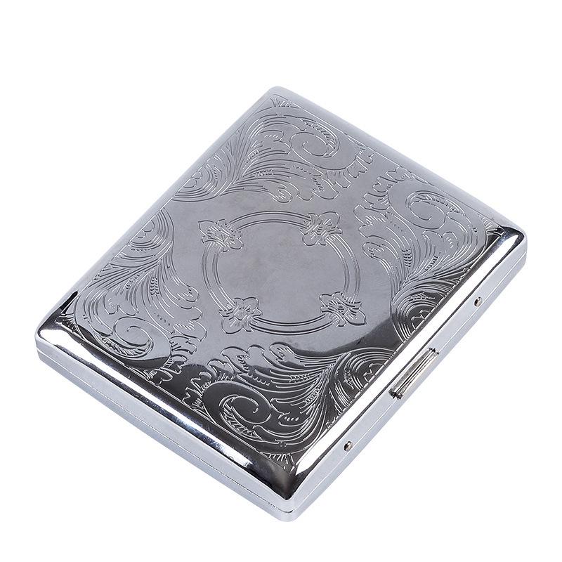 Personalized Men's 20-Capacity Engraved Metal Cigarette Case - Creative and Anti-Pressure Design