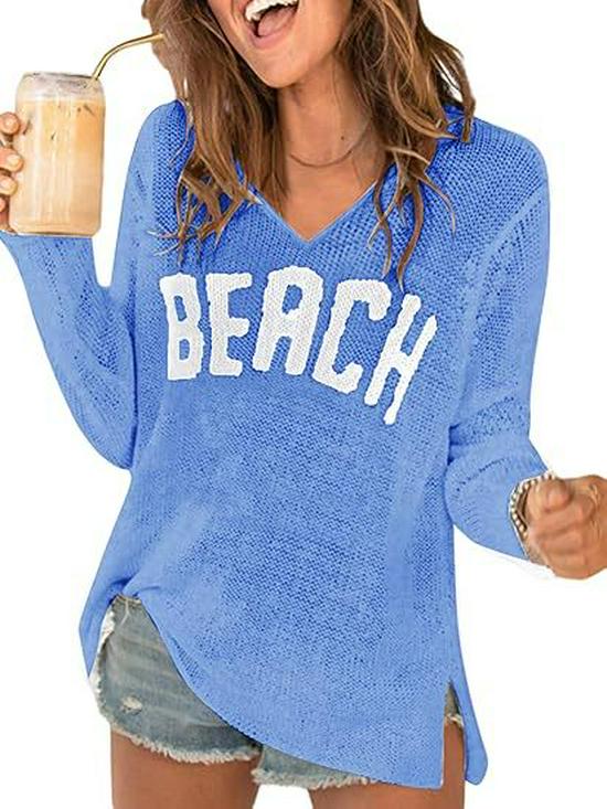 New V-Neck Letter Knitwear for Women - Spring/Summer Collection