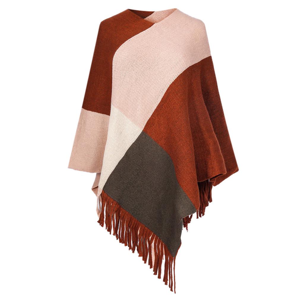 Women Long Tassel Winter Wool Blend Soft Warm Scarf Wrap Shawl Plaid Scarf