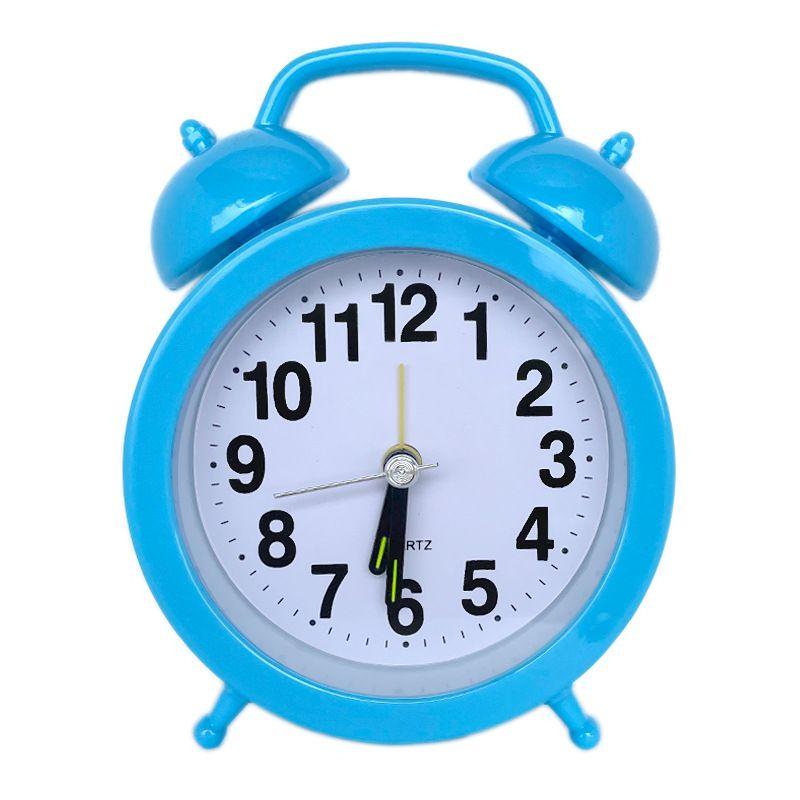 Retro Loud Alarm Clock Double Bell Mechanical Key Wound Silent Pointer Clock