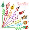 6/12pcs Christmas Reusable Drinking Straws Party Favors Straws with Santa Claus Snowman Elk Bells Christmas Party Gifts for Kids