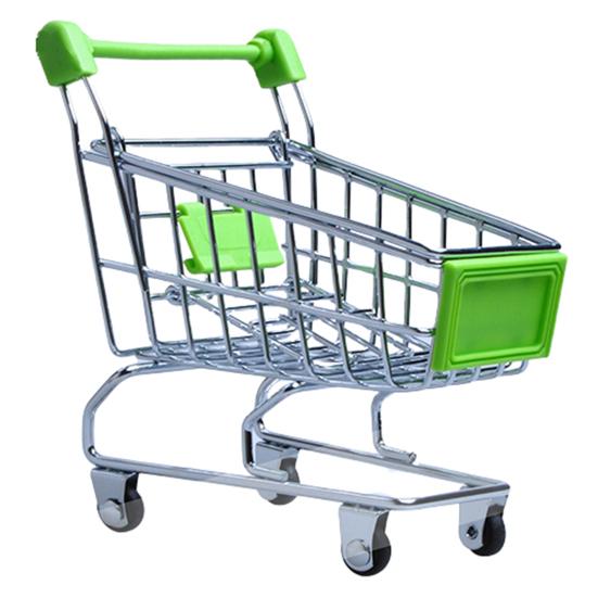 Hand Trolley High Simulation Decorative Mini Shopping Cart Storage Basket for Storing Pretend Toy