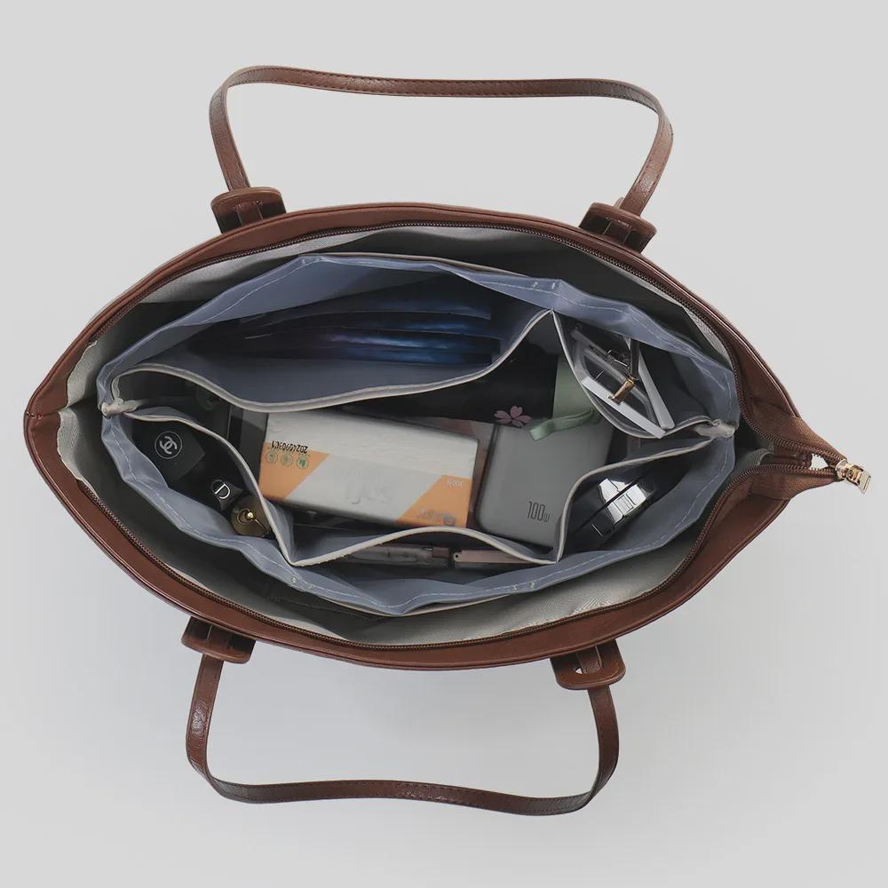 Dragon Inlay Nylon Tote Bag with Built-In Organizer and Multiple Pockets for Cosmetics