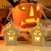 Party Hanging Decor Halloween Light Up Tombstone Ornaments, Spooky Small Graveyard Decoration with Home LED for Haunted House, Indoor Durable Plastic