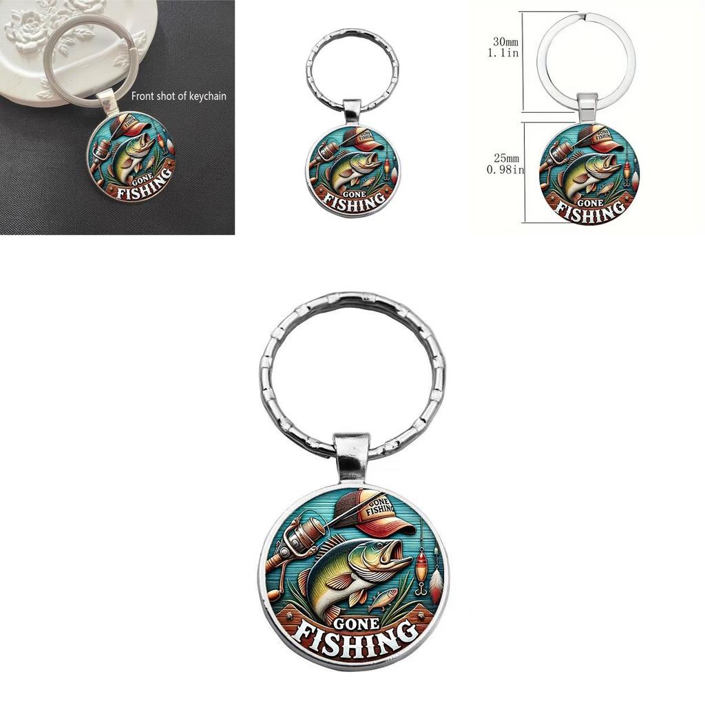 Modern Minimalist Glass Keychain With Fish Pattern Jewelry For Gift Giving
