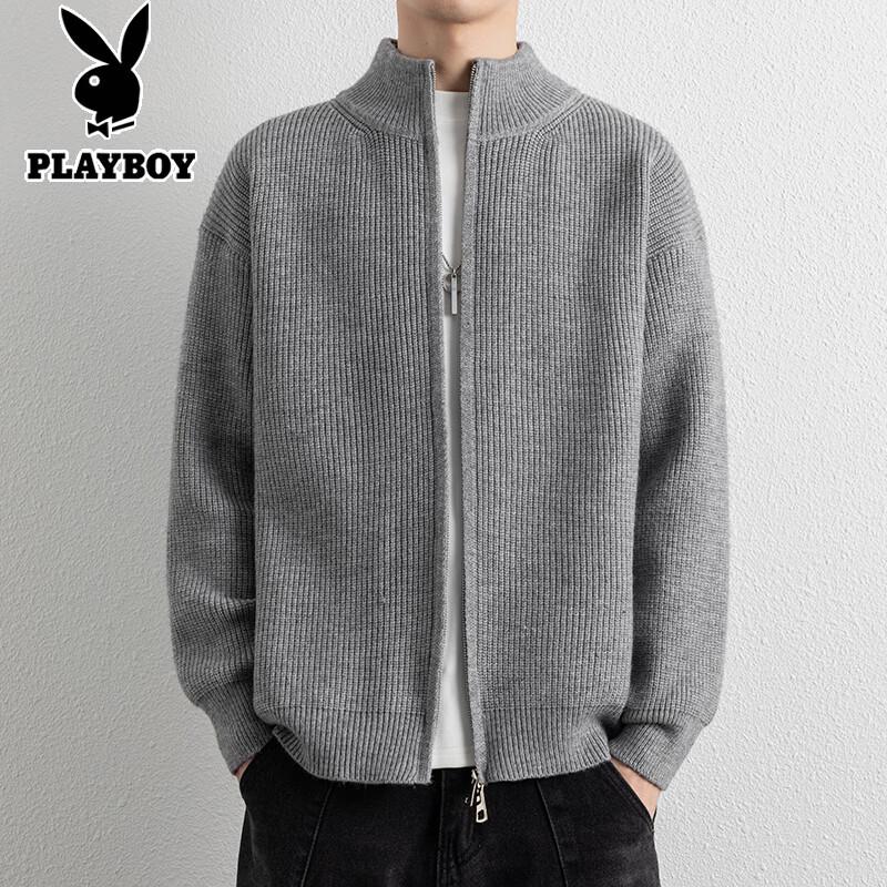 

Мужской вязаный кардиган PLAYBOY с воротником-стойкой и двойной молнией 3XL