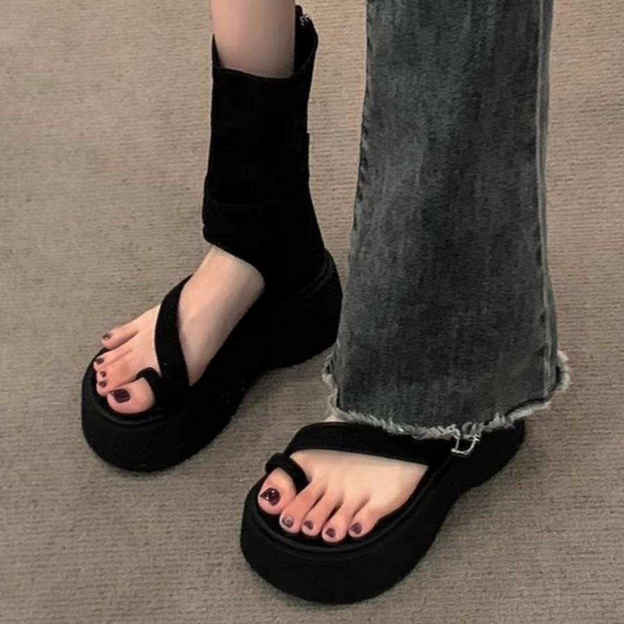 Retro Roman Sandals 2025 Summer New Niche Design Fashionable Soft-soled Shoes Breathable Heightening Toe Women's Shoes