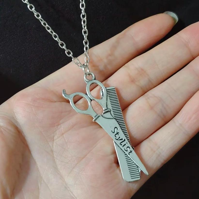 Multi Layered Necklace Beard Hair Stylist Scissors Choker Punk Gothic Goth For Women Men Jewelry Gift