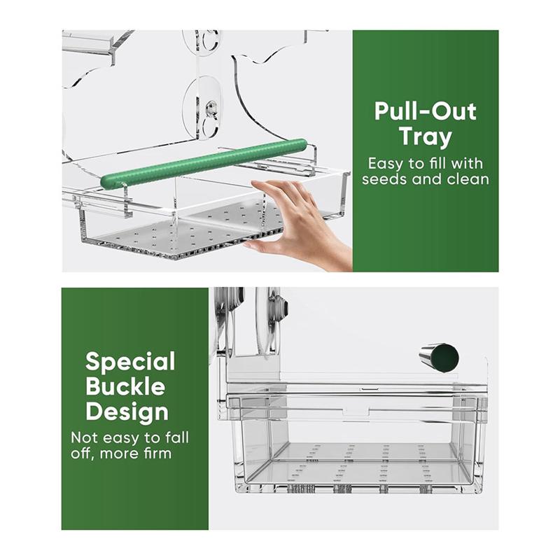 2025 Trend Window Bird Feeder With 4 Strong Suction Cups, Clear Window Bird Feeder For Outside, Acrylic Bird House For Window Ea